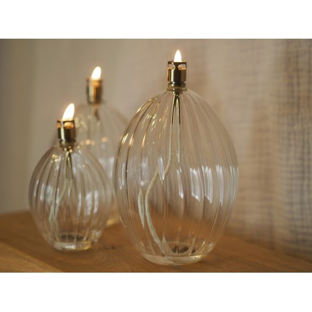Lampe à huile de paraffine striée ovale