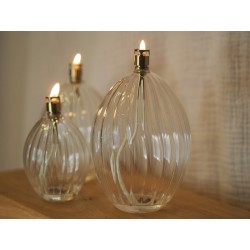 Lampe à huile de paraffine striée ovale