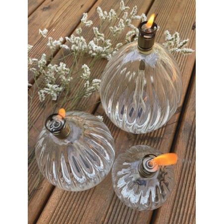 Lampe à huile de paraffine striée ovale