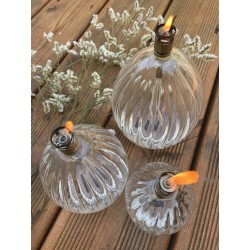 Lampe à huile de paraffine striée ovale