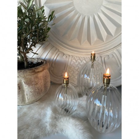 Lampe à huile de paraffine striée ovale